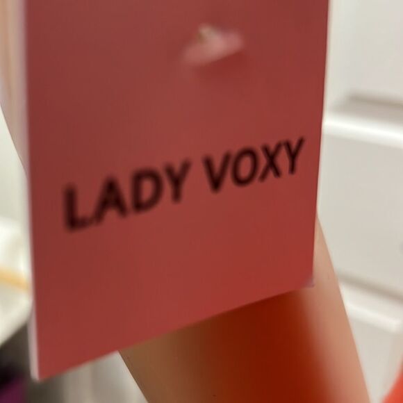 Lady Vox Size Large Coral Eyelet Lined Summer Dress Adjustable Spaghetti Straps - Picture 8 of 10